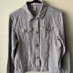 dāsh Striped Button-Front Jacket | Lightweight Utility Jacket | Size M